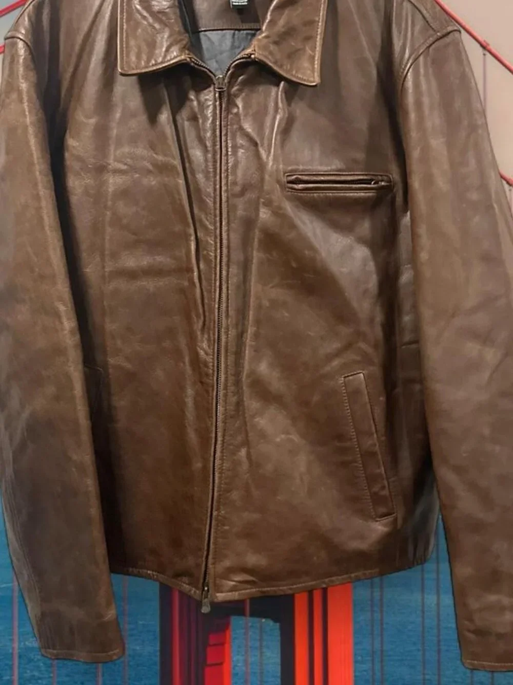 Vintage Y2K J Crew 100% Brown leather jacket